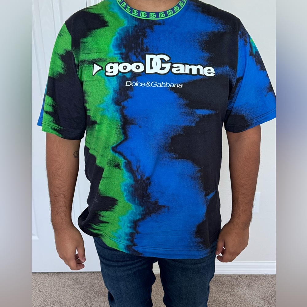 Dolce & Gabbana Black and Blue Graphic Tee